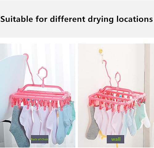 Miniatura 6 de Radefasun Gancho de clip y goteo con 32 clips gancho giratorio de plástico portátil plegable para ropa de bebé accesorios de viaje plegables para