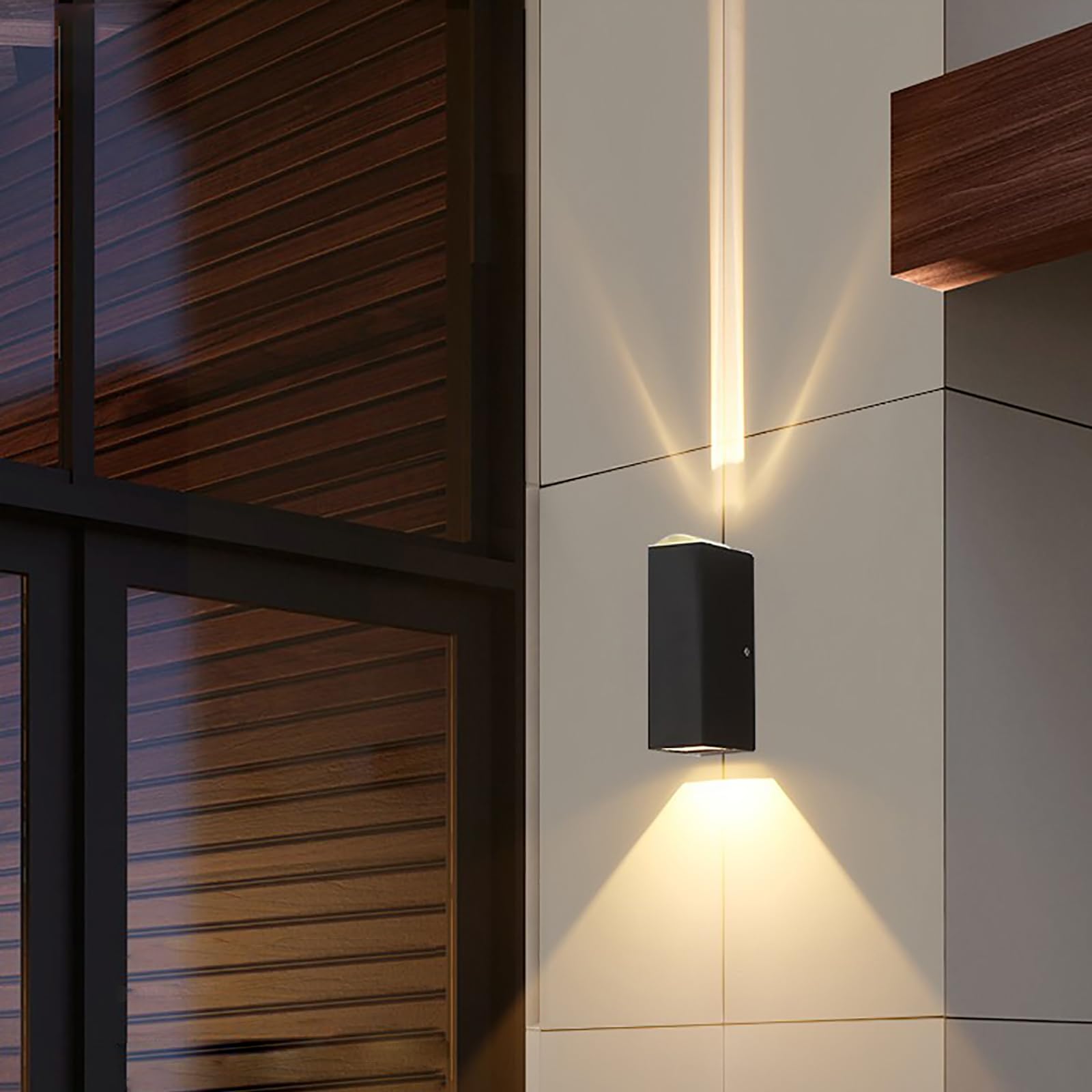 Außenlampen Wasserdicht IP65 Ausenbeleutung hauswand, Modern außenleuchten, Aluminium wandleuchte aussen, Up Down wandleuchte aussen, Schwarz aussenlampe, 20W Außenwandleuchten 3000K
