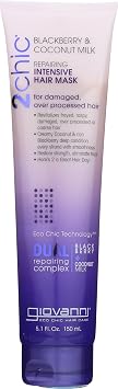 GIOVANNI 2chic Ultra-Repairing Hair Mask - Blackberry & Coconut Oil for Dry, Damaged & Processed Hair, Argan, Jojoba, Shea Butter & Keratin, Lauryl & Laureth Sulfate Free, Color Safe - 5 oz