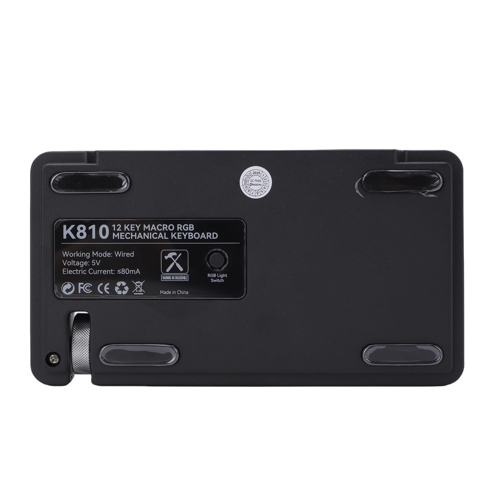 Asixxsix Pavé Numérique Mécanique, Clavier Macro USB Filaire 12 Touches avec Rétroéclairage RVB 12 Modes et Molette de Joystick, pavé Numérique Programmable Remplaçable à Chaud pour Mac (Black)