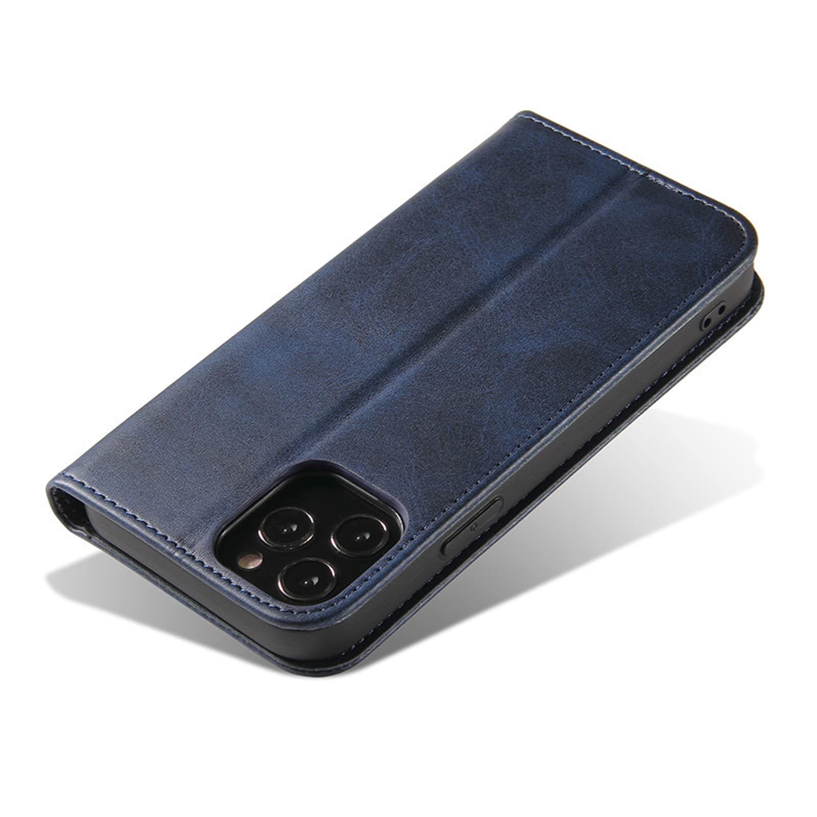 LTL Etui na telefon do iPhone 13 Mini/13/13 Pro/13 Pro Max, ręcznie robione skórzane etui z klapką z przegródkami na karty, etui na telefon, magnetyczne zamknięcie, niebieskie, 13pro 6,1"