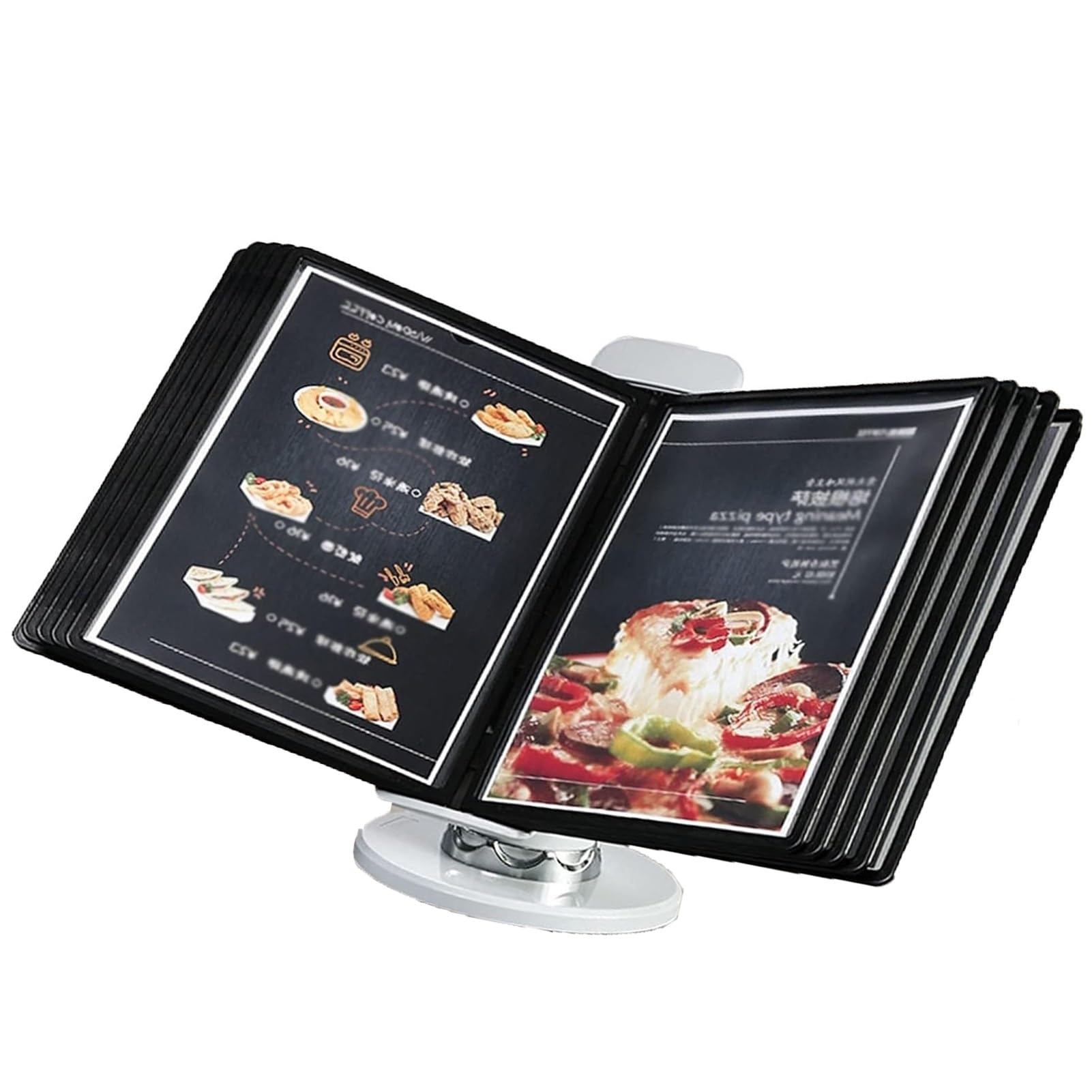 OLSKFUH Adjustable Desk Flip File Holder - 10 & 20 Page Double-Sided Panels - Metal And Pvc Desktop Reference Organize,size_name-10 pages