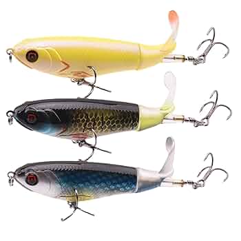 トップウォータールアー Amazon.co.jp: ワッパー プロッパー ルアー, 回転テール付きバス