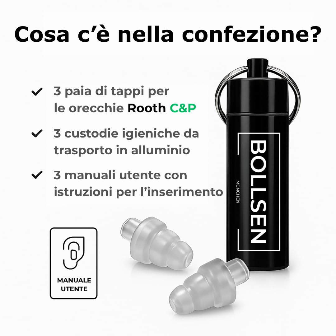 Tappi per le Orecchie Rooth C&P per il Sonno - Tappi Anti-Russamento - Riduzione del Rumore di 25 dB - Comodi per il Giorno e la Notte - Resistenti e Riutilizzabili fino a 100 Volte (3)