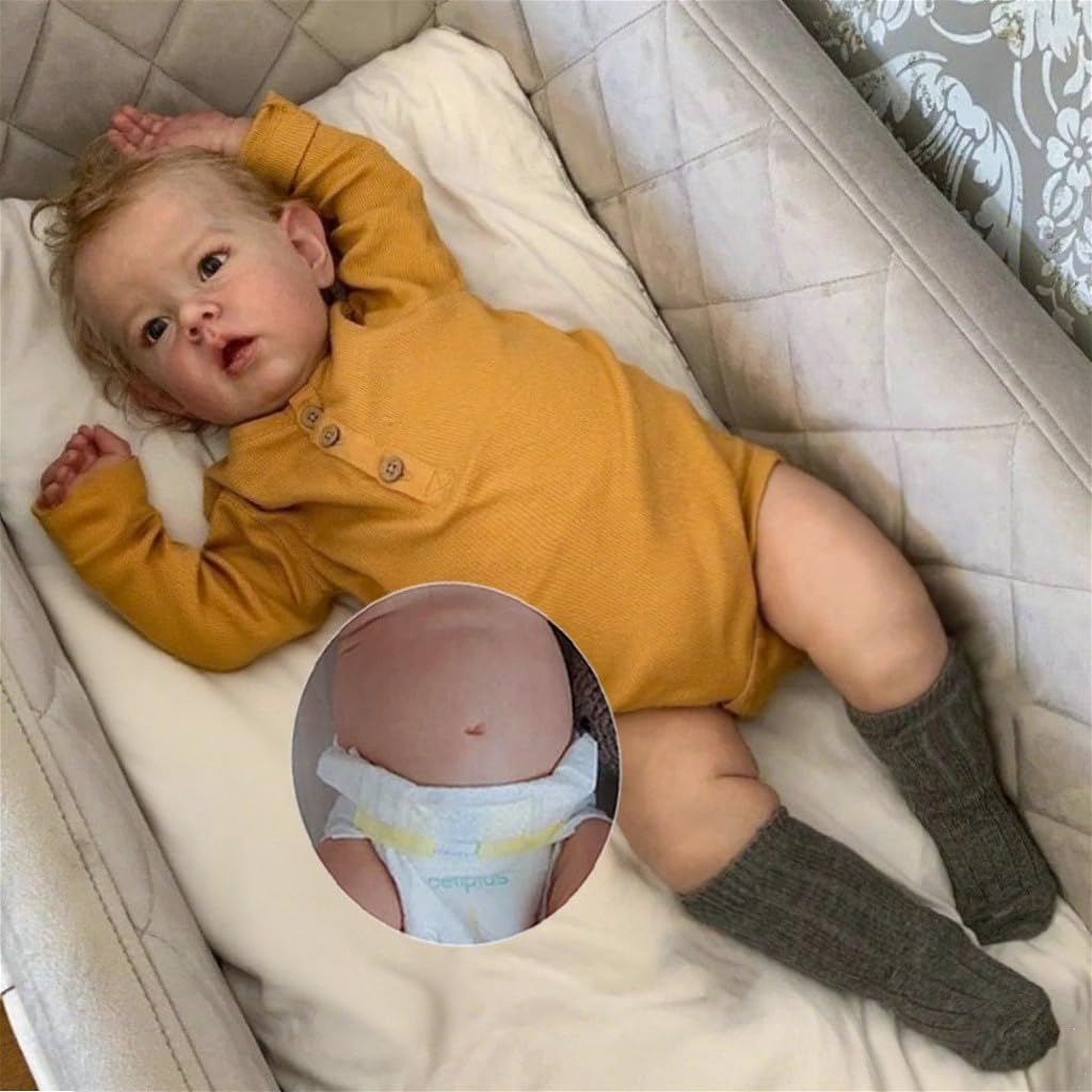 Zero pam Reborn Baby Lebensecht, Reborn Baby Junge, 50CM Reborns Puppen Lebensecht Mit VollVinyl Körper, Lebensechte Babypuppen Wie Echt, Echte Puppe Mit Haaren