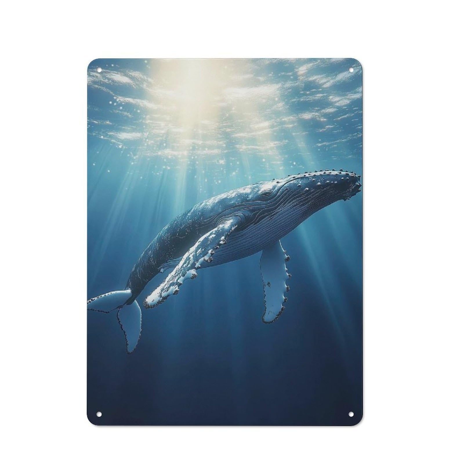 Junmoney Humpback Whale Underwater 40X30cm Retro Metal Plaque With For Kitchen Or Home Bar, For Garage, Workshop And Man Cave Decoration