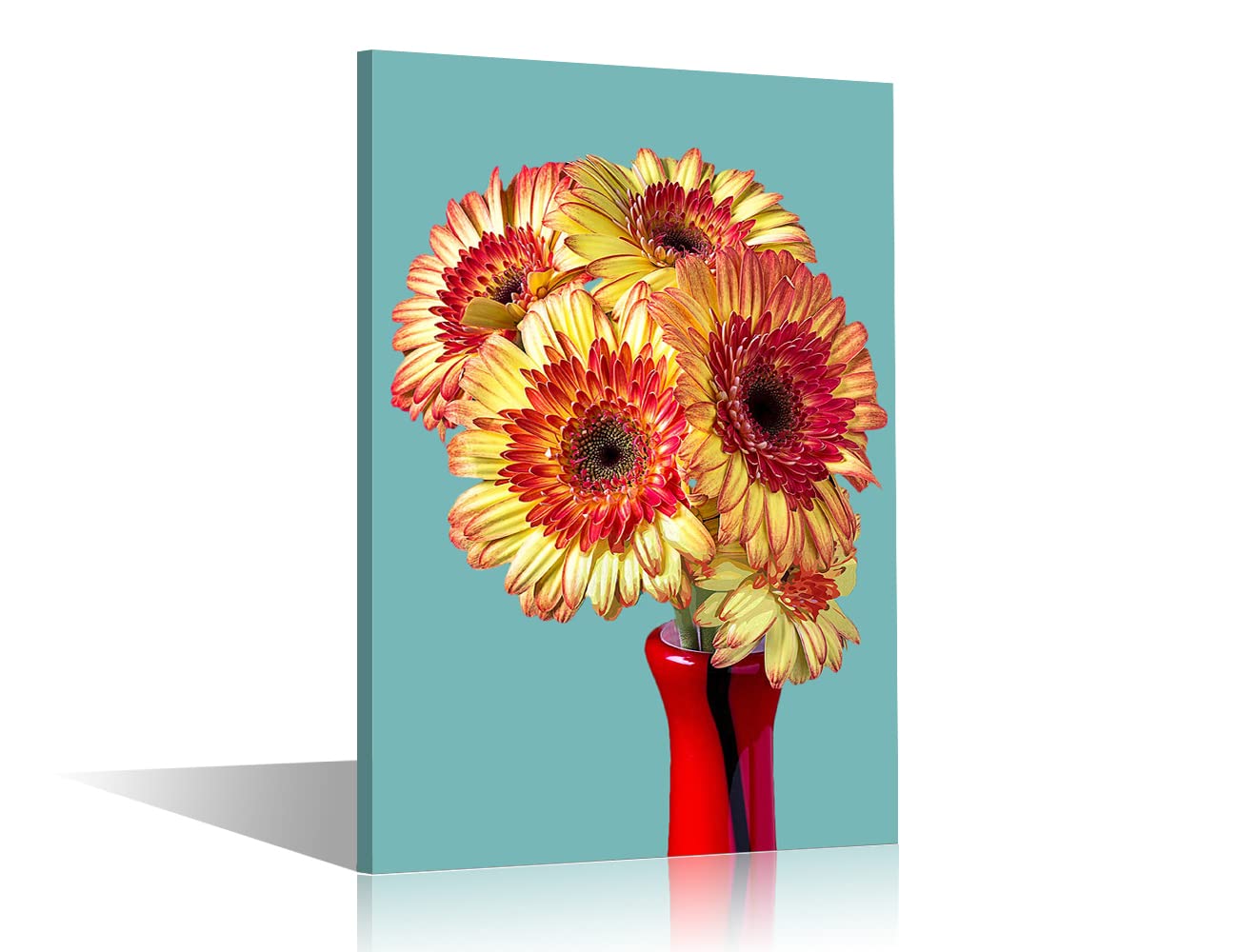 Sunflower Wall Art for Living Room Bedroom Wall Decoration Framed Petaled Yellow Flower Wall Decor Wall Picture Bathroom Sunflower Canvas Framed and Stretched Artwork 16x24inch (40x60cm)