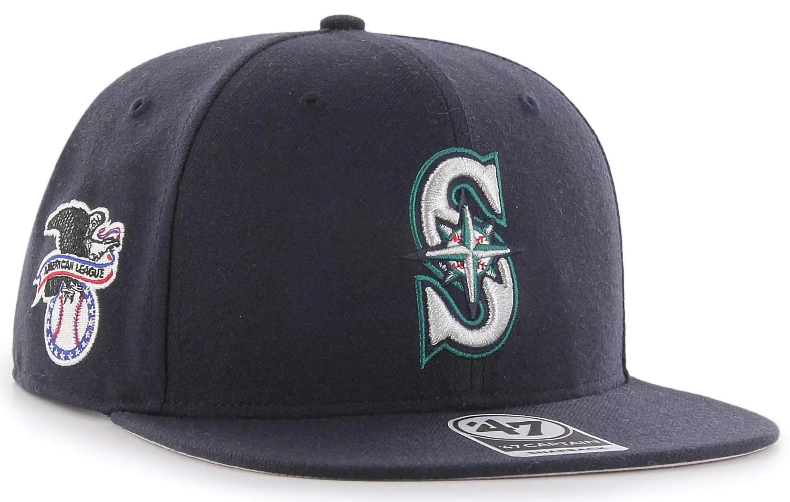 47'47 MLB Sure Shot Captain Hat Adjustable Structured 6-Panel Snapback Hat Cap, Adult One Size Fits All