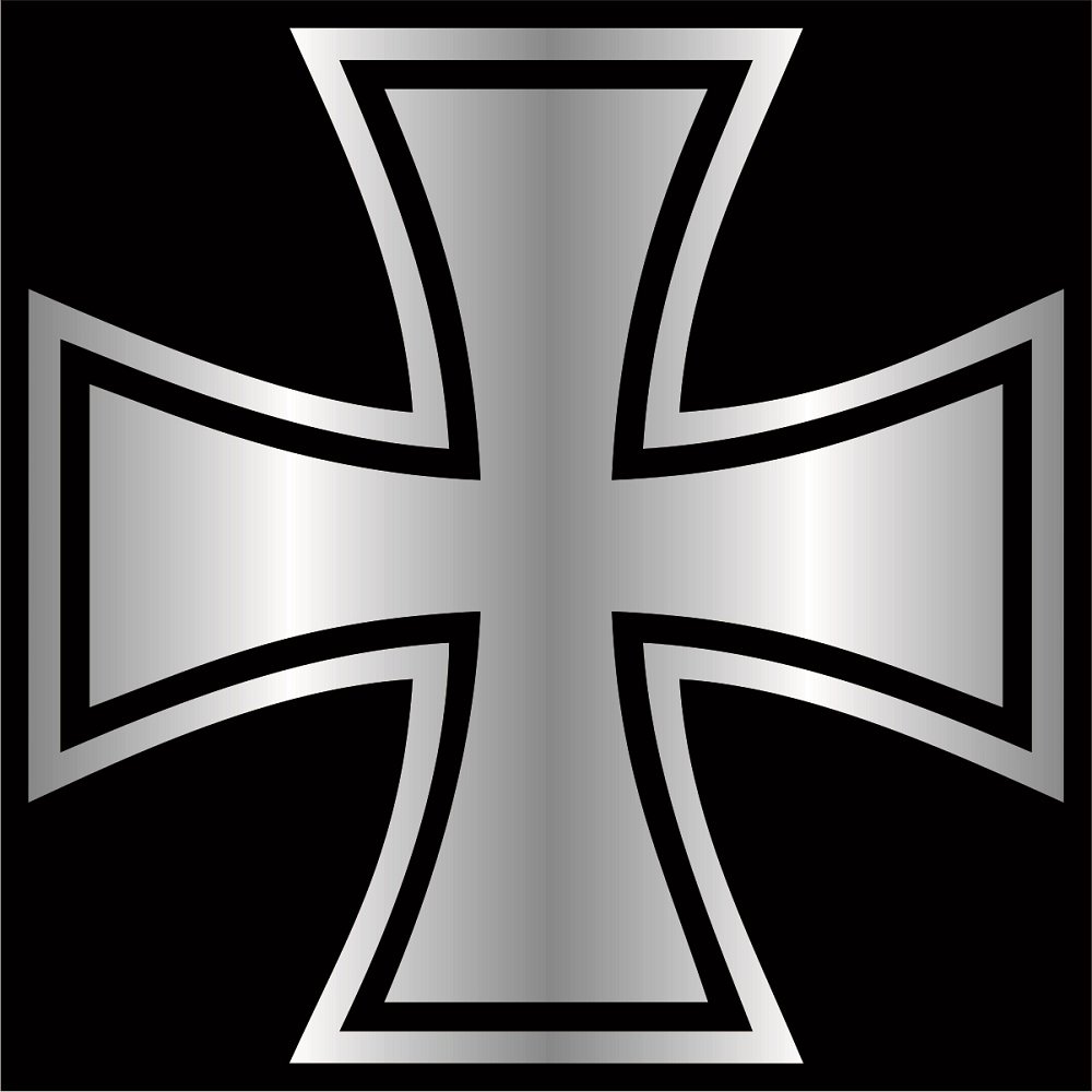 Iron Cross Decal/Sticker - Silver 4 inch - German Maltese Knights Choppers