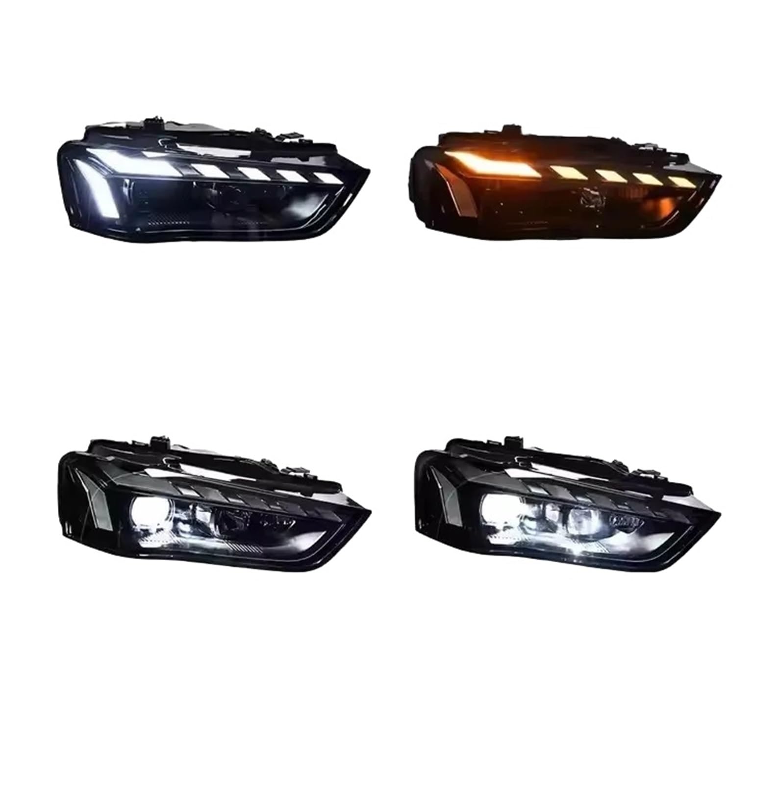 Fari Anteriori per Audi A4 B8 B8.5 con luci diurne a LED (DRL) 2013-2016, modificati, con Lente proiettore S4, Plug And Play (-/ Originali).