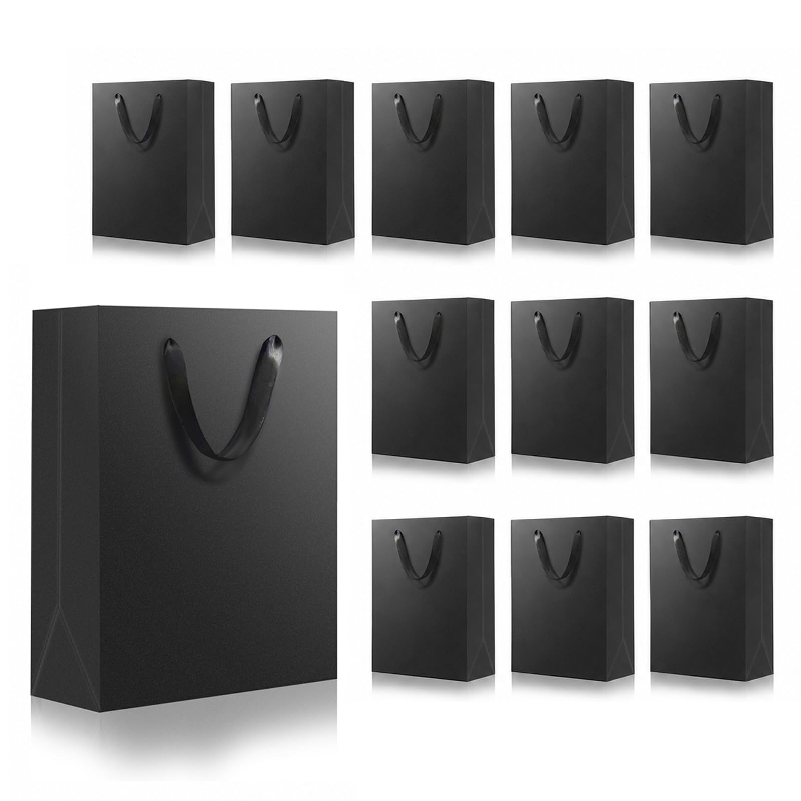 SHIPKEY Kleine Geschenktüten, 15,2 x 6,3 x 20,3 cm, Schwarz, für Männer und Hochzeiten, Papiertüten, 10 Stück