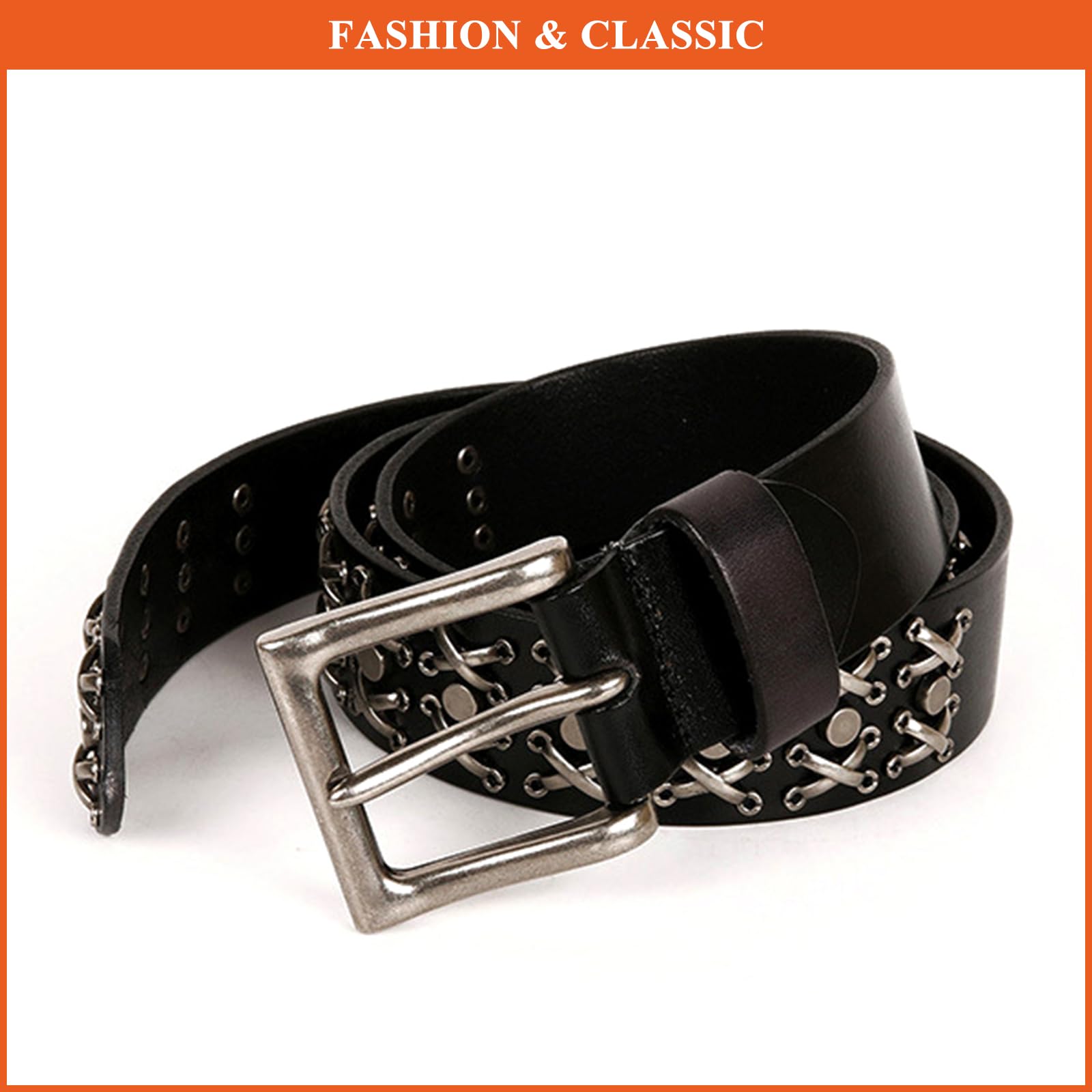 Ceinture Décontractée pour Femme Ceinture Vintage Cloutée Style Western Ceinture en Cuir Style Cowgirl/Cowboy Ceinture Punk Rock