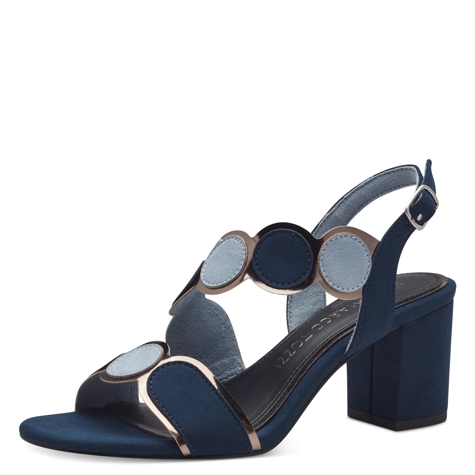 MARCO TOZZI Women's 2-28347-42 Heeled Sandal, Navy Comb, 7.5