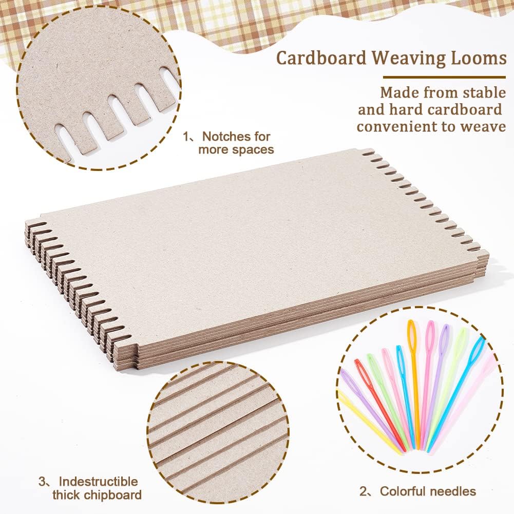 FINGERINSPIRE 8PCS Cardboard Weaving Looms & 16PCS Safety Plastic Sewing Needles, Wide Card Loom Weaving Boards Loom Tools for Beginners Knitting Crochet Tapestry Handmade Arts Crafts,25x15cm 5 61Ma0BV3hbL. AC SL1001