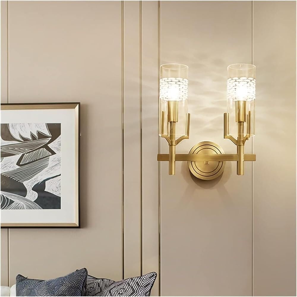 CWCQGH Copper Wall Lamp Bedside Reading Background Modern Villa Patio Aisle Lights for Living Room