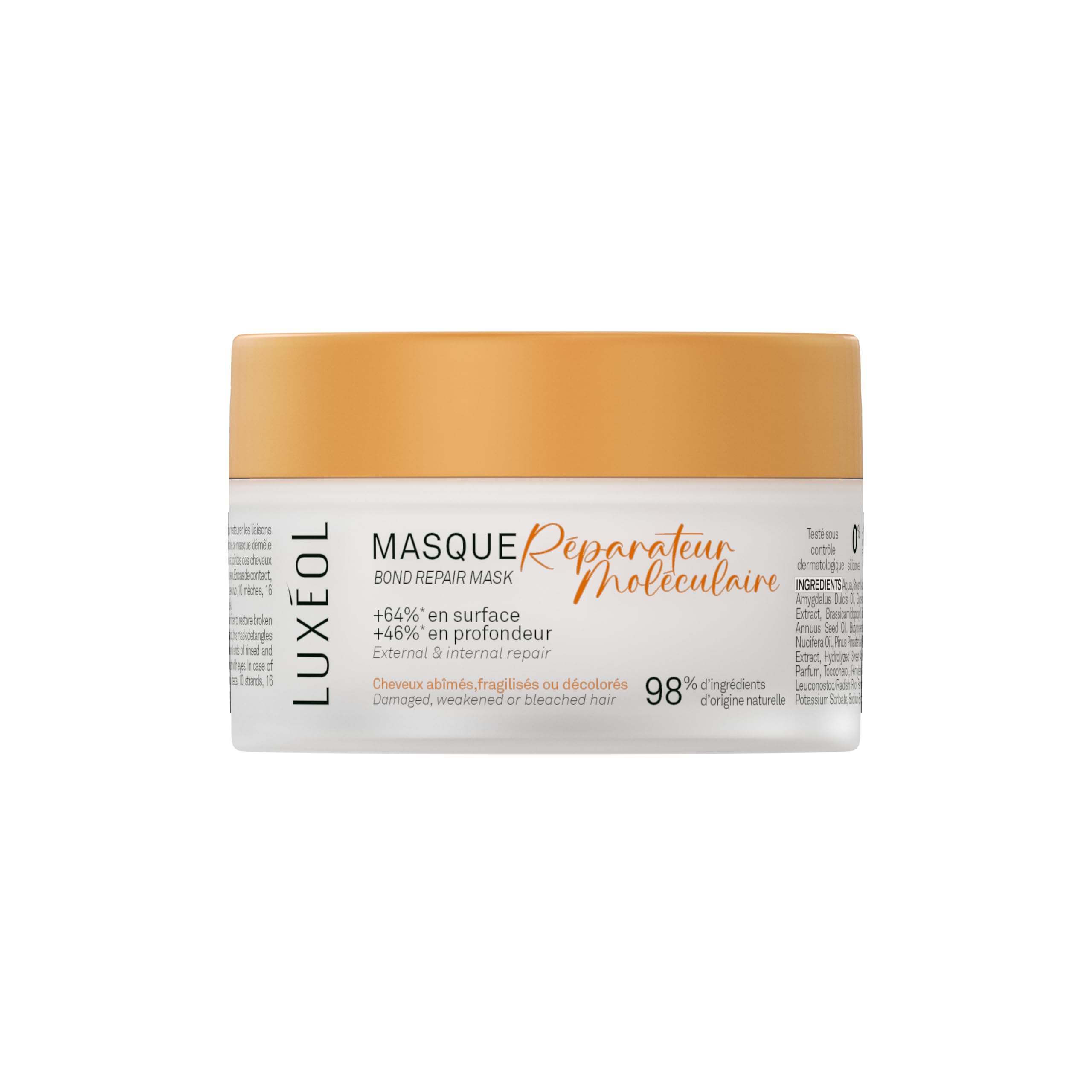 Luxéol - Masque Capillaire Réparateur Moléculaire 200 ml - Réparation des Cheveux Abîmés - Réparation Profonde de la Fibre - Résultats Cliniquement Testés - Douceur Instantanée