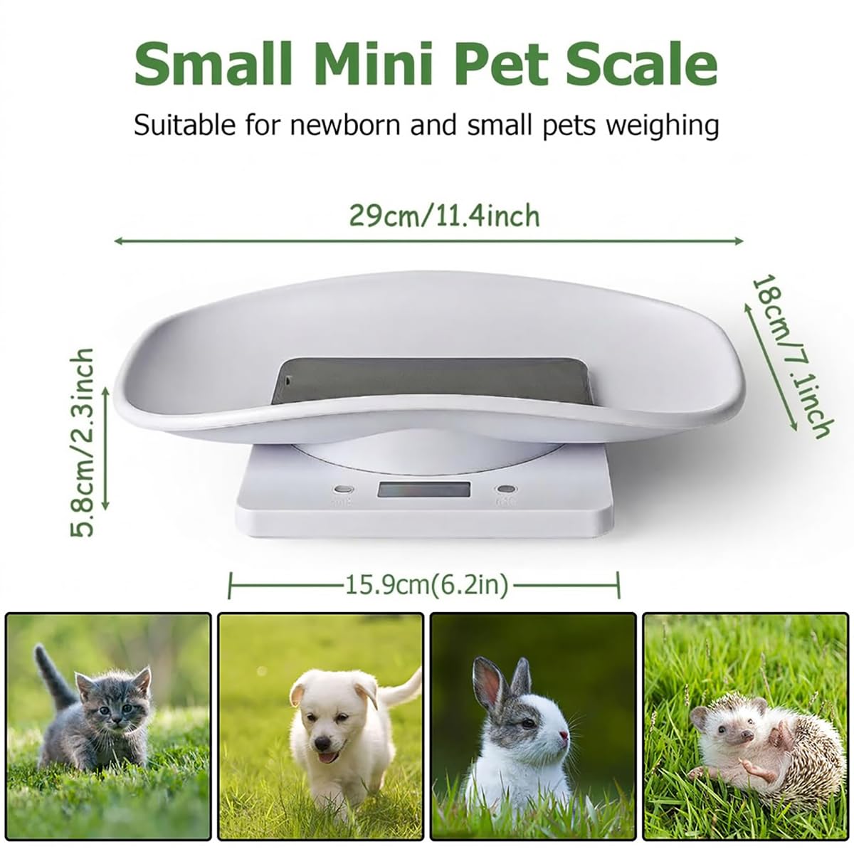 Bilancia digitale per piccoli animali con metro a nastro, bilancia elettronica multifunzione per cuccioli di cane gattino, coniglio ad alta precisione, bilancia elettronica multifunzione per cani di