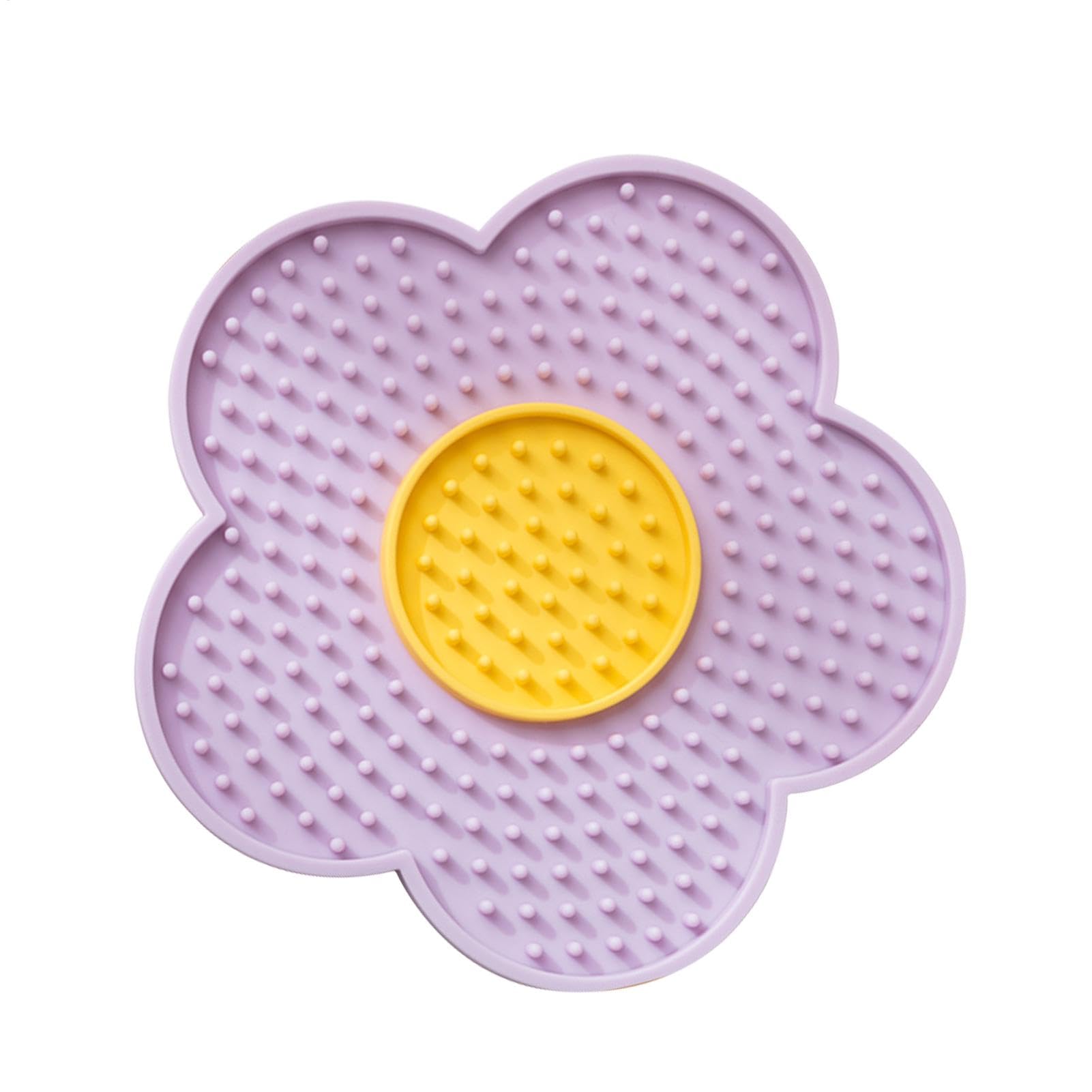 Lick Pad for Cats Flower Silicone Pad Licking Mat Dowl Mat Stress Relief