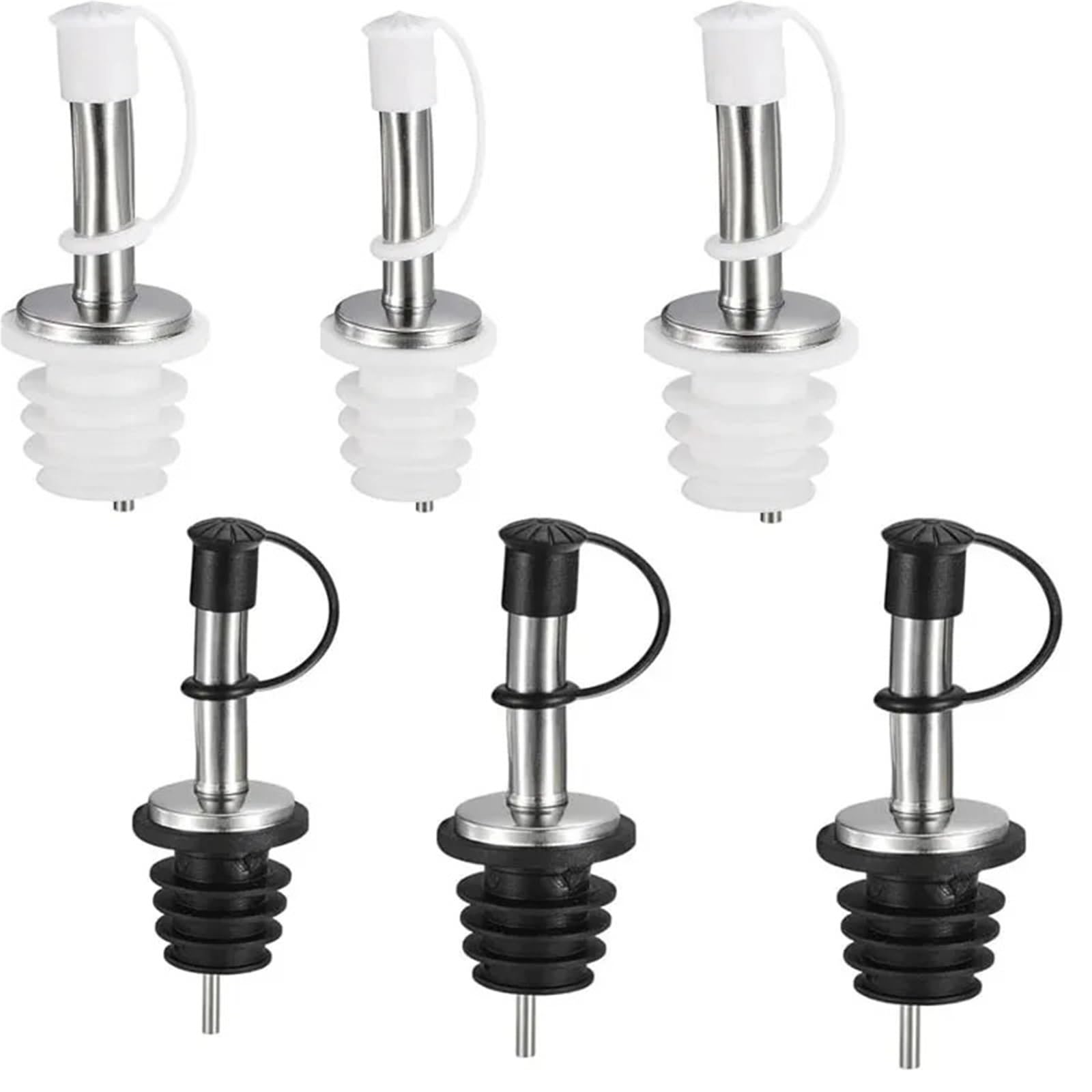 Bouchons à vin 30 pièces verseur de bec bouteille d'huile en acier inoxydable avec bouchon flacon liège distributeur d' for garder le Champagne frais(Black)