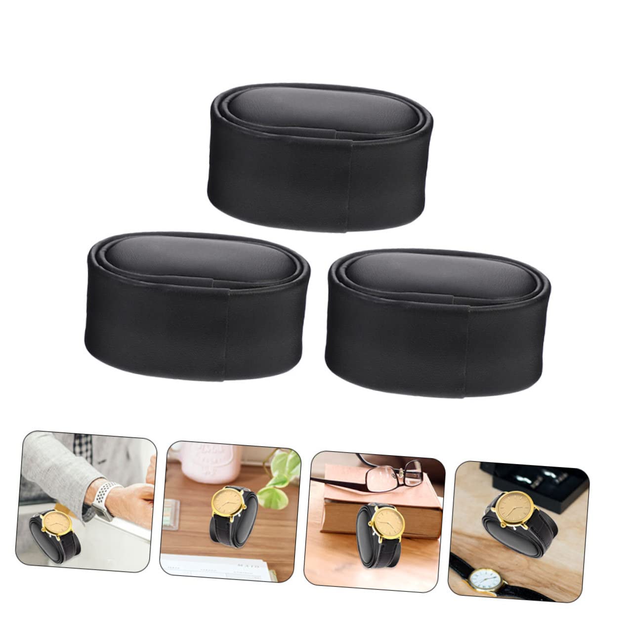 Holibanna Watch Pillow Cushions 3 Pack Pu Leather Jewelry Holders Display Pillow Inserts for Watch Bracelet Collections