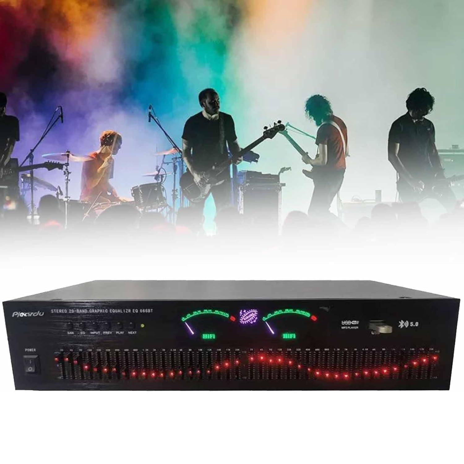 Ecualizador Sin Pérdidas Estéreo De 40 Bandas, Ecualizador De Ajuste De Agudos/Medios/Graves para El Hogar, Controlador De Efectos Digitales De Audio con Pantalla LED De Frecuencia