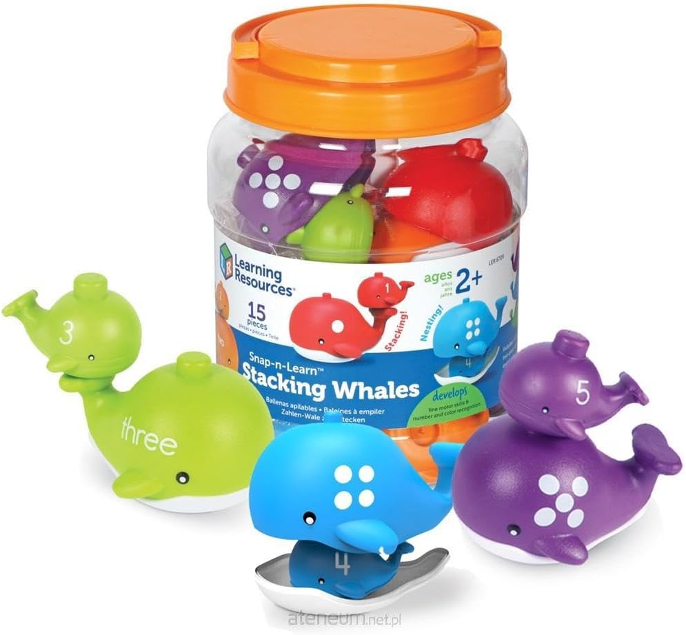 Learning Resources Snap-n-Learn Stacking Whales, Educational Toys ,Fine Motor, Counting & Sorting Toy, Shape Sorting, 15 Pieces, Ages 2+