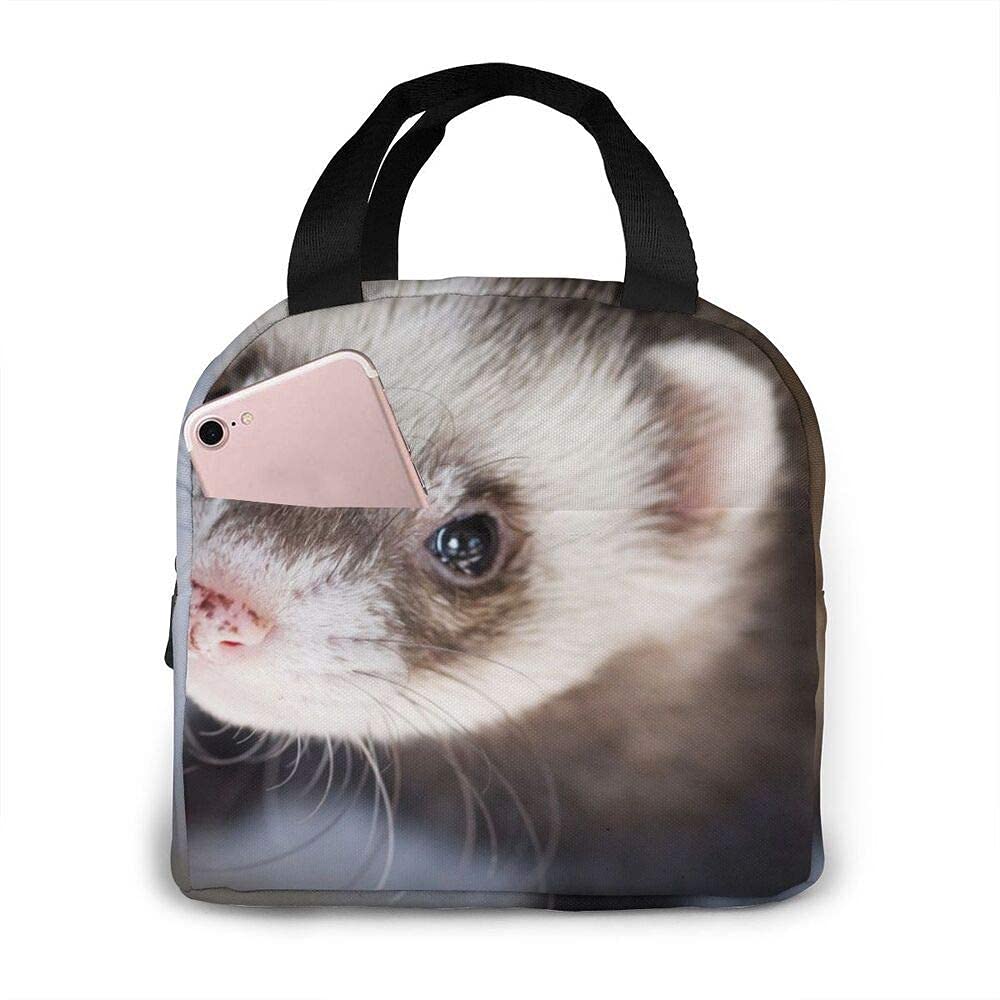 LOUJIN Lunch Bag Ferret Tote Bag Lunch Boxes Reusable Insulated Cooler Bag Water-Resistant Thermal Meal Bag Snack Bag
