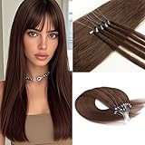 ISHEENY Microring Extensions Echthaar 50cm 50pcs 30g, Glattes Haar zum Verlängern & Verdichten, Dunkel Braun Für Alltag & Spezialanlässe