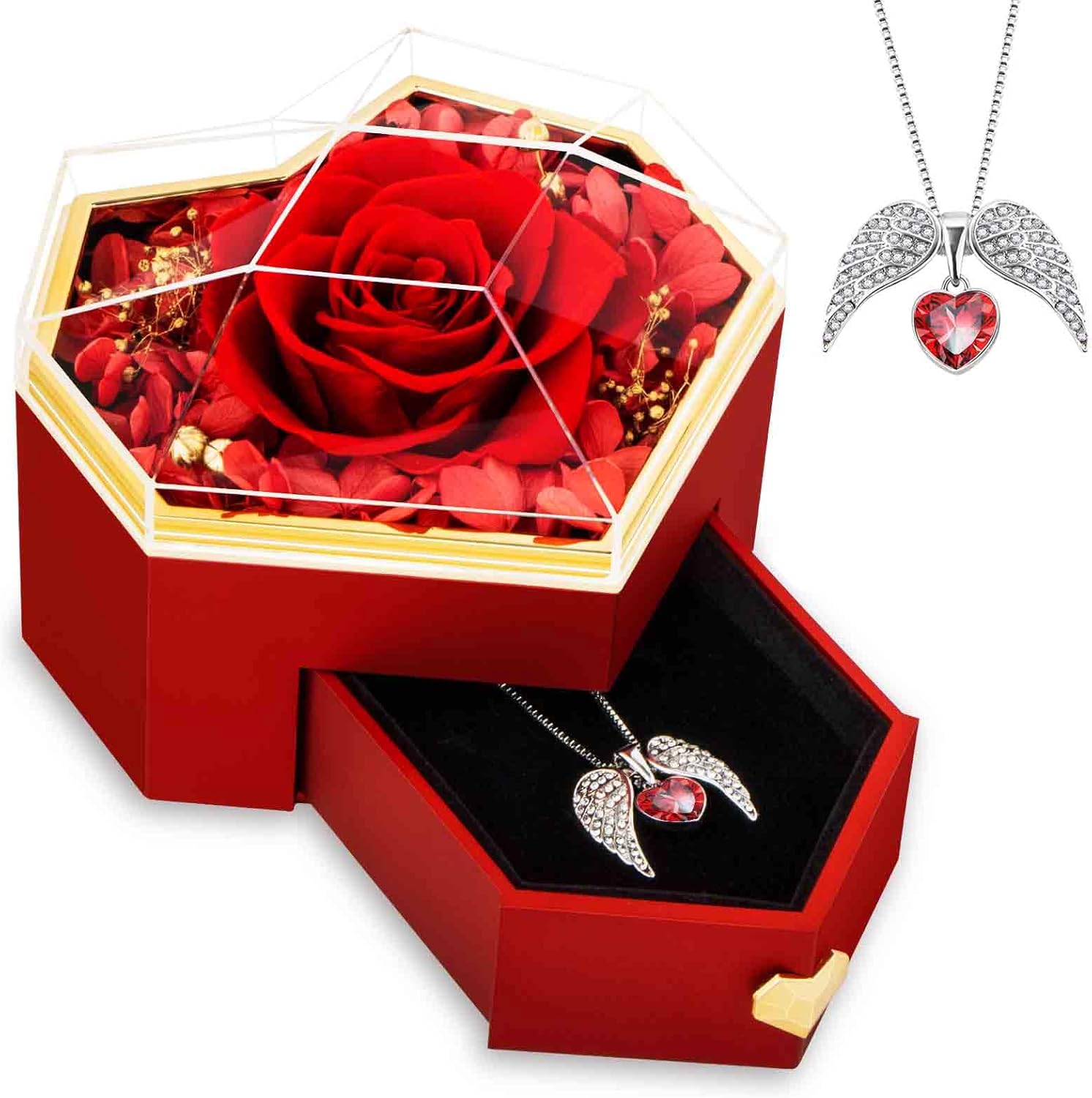 Rosa Azul Real Preservada Con Collar, Regalos De Cumpleaños Para Ella Flores Eternas Aniversario Regalos Romanticos Para Esposa Novia Regalos