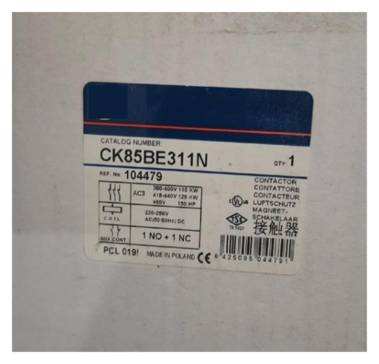 Schütz, CK85BE311N, 220-250VAC AC 50/60Hz / DC 104479, CK85BE311