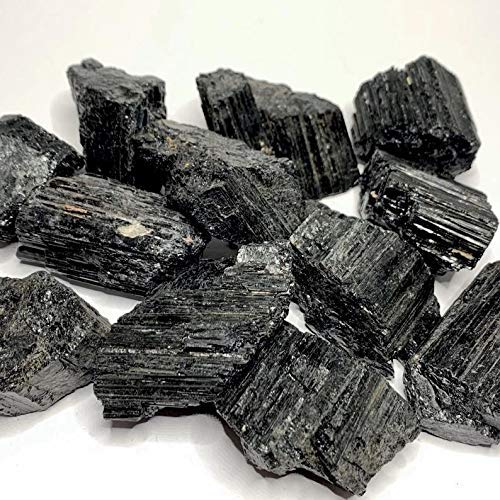 1 Lb Black Tourmaline Bulk Rough Raw Rock Natural Crystal Gem Stone For Cabbing, Tumbling, Lapidary, Polishing, Wire Wrapping, Fountain, Wicca, Reiki Healing, Mediation, Chakra Balancing, Yoga