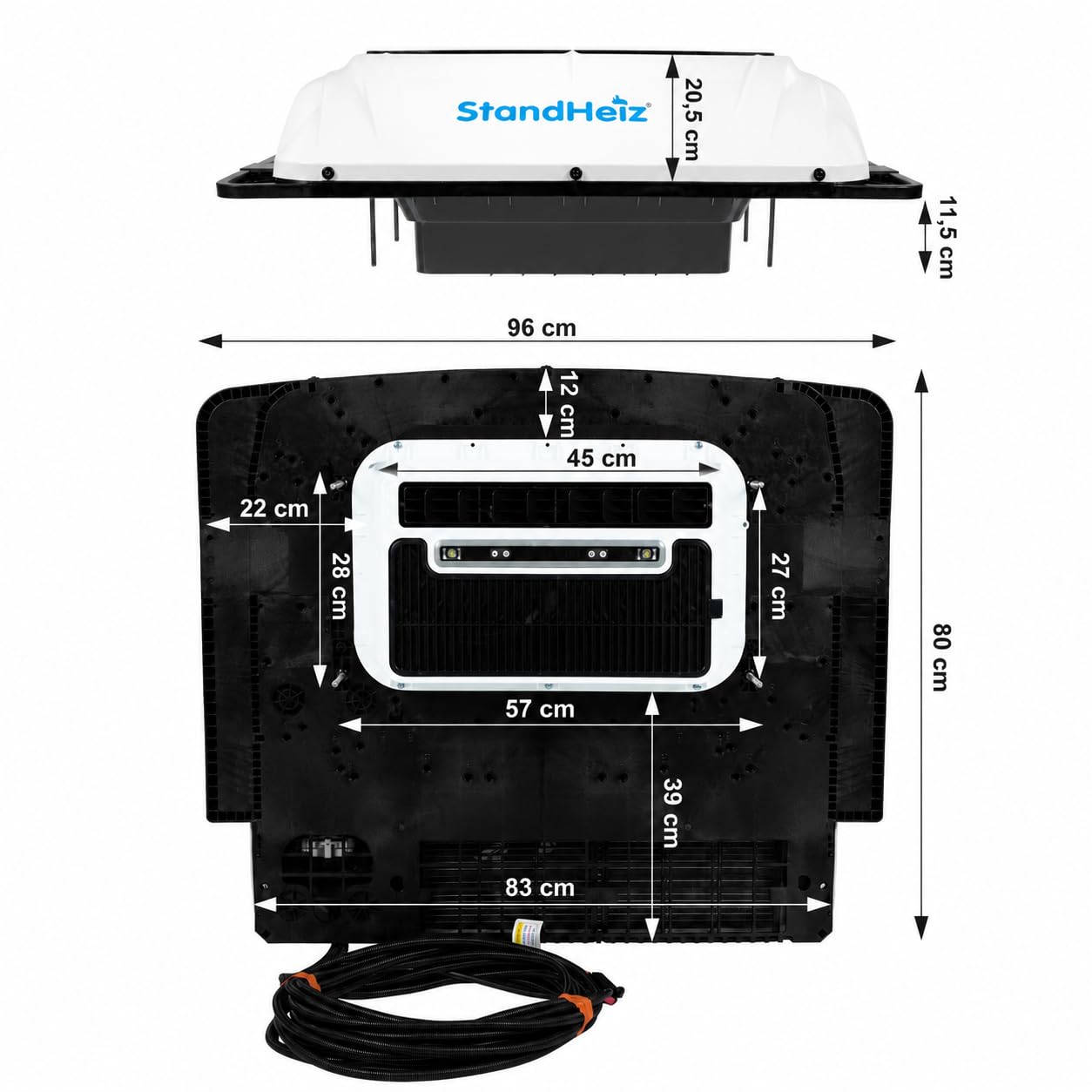 Climatizzatore da tetto, 24 V, per camion, camper, trattore, tosaerba, compressore elettrico da 24 V, per parcheggio, potente potenza di raffreddamento da 2400 W con telecomando e R134A