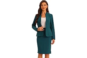 Women's 2pc Business Suit: Skirt & Collarless Blazer