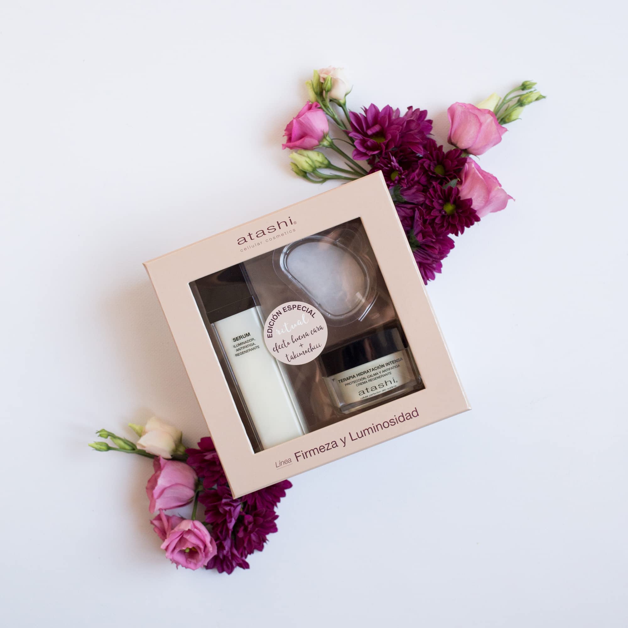 Atashi Cofre Efecto Buena Cara Hidratación y Luminosidad Facial | Incluye sérum iluminador, terapia de hidratación intensa y Takimochiii para una piel más luminosa, uniforme y saludable