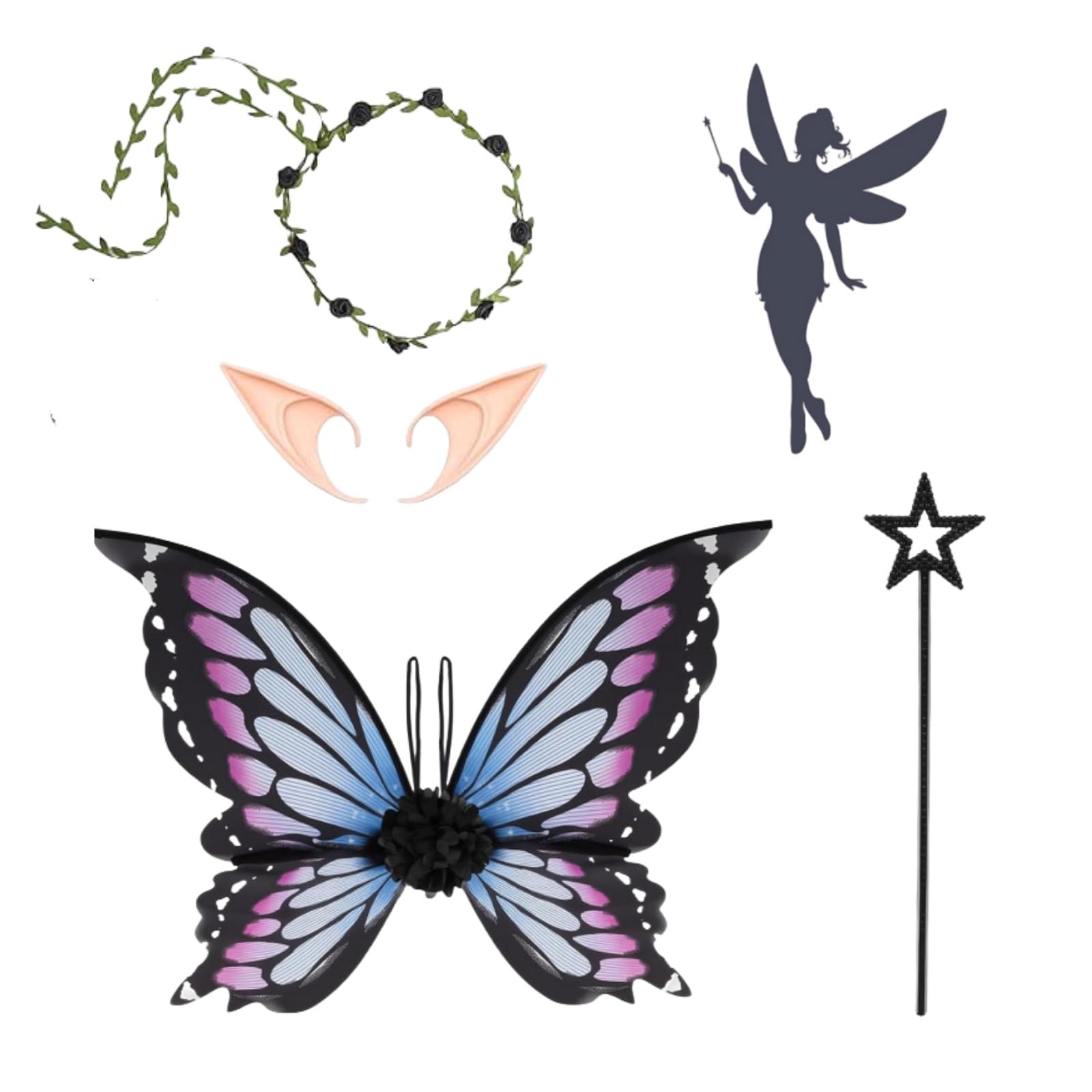 Fairy Wings, Fairy Wings for Adult Women Kids Girls Butterfly Wings Dress Up Fairy Angel Princess Set for Halloween Birthday Box (C)