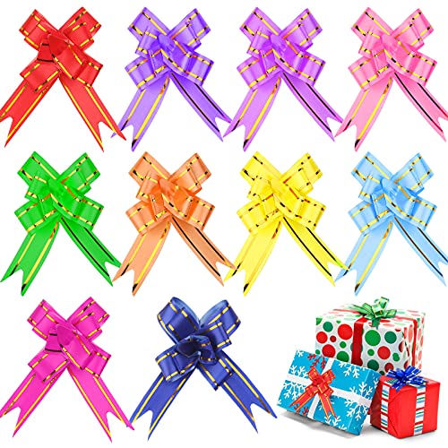 Realjoy 100Pcs Pull Bows for Gift Wrapping 10 Colors