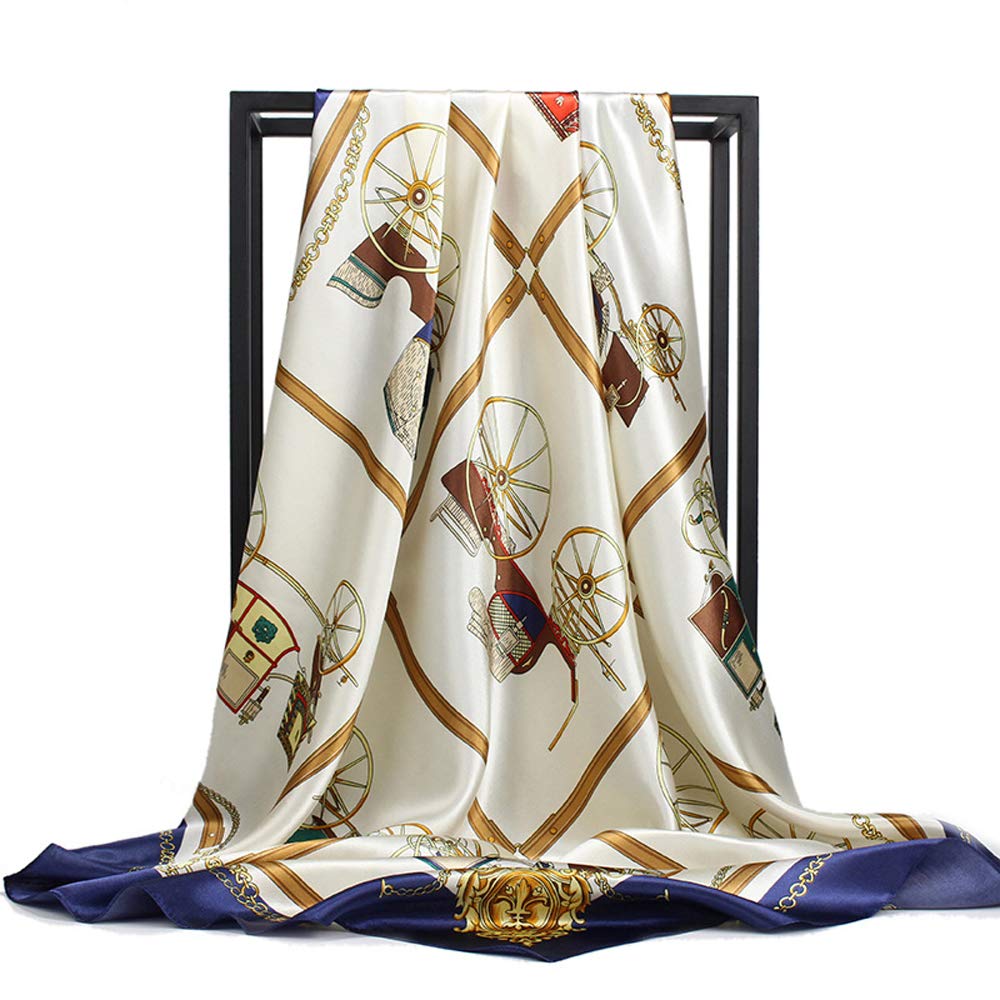 KOOYOLWomen Silk Like Feeling Scarf Ladies Large Square Satin Headscarf Neckscarf Hair Scarves Wraps