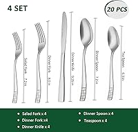Vista 2 de Juego de cubiertos de 20 piezas para 4 – Juego de cubiertos de acero inoxidable, duradero pulido espejo y apto para lavavajillas, incluye tenedores