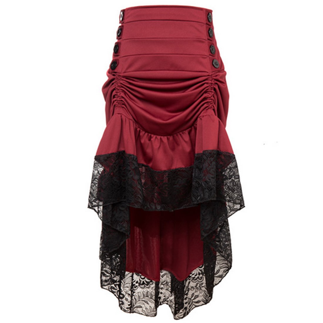 Aiuem Women Retro Victoria Lace Foral Button Asymmetric Gothic Skirt Punk Costume