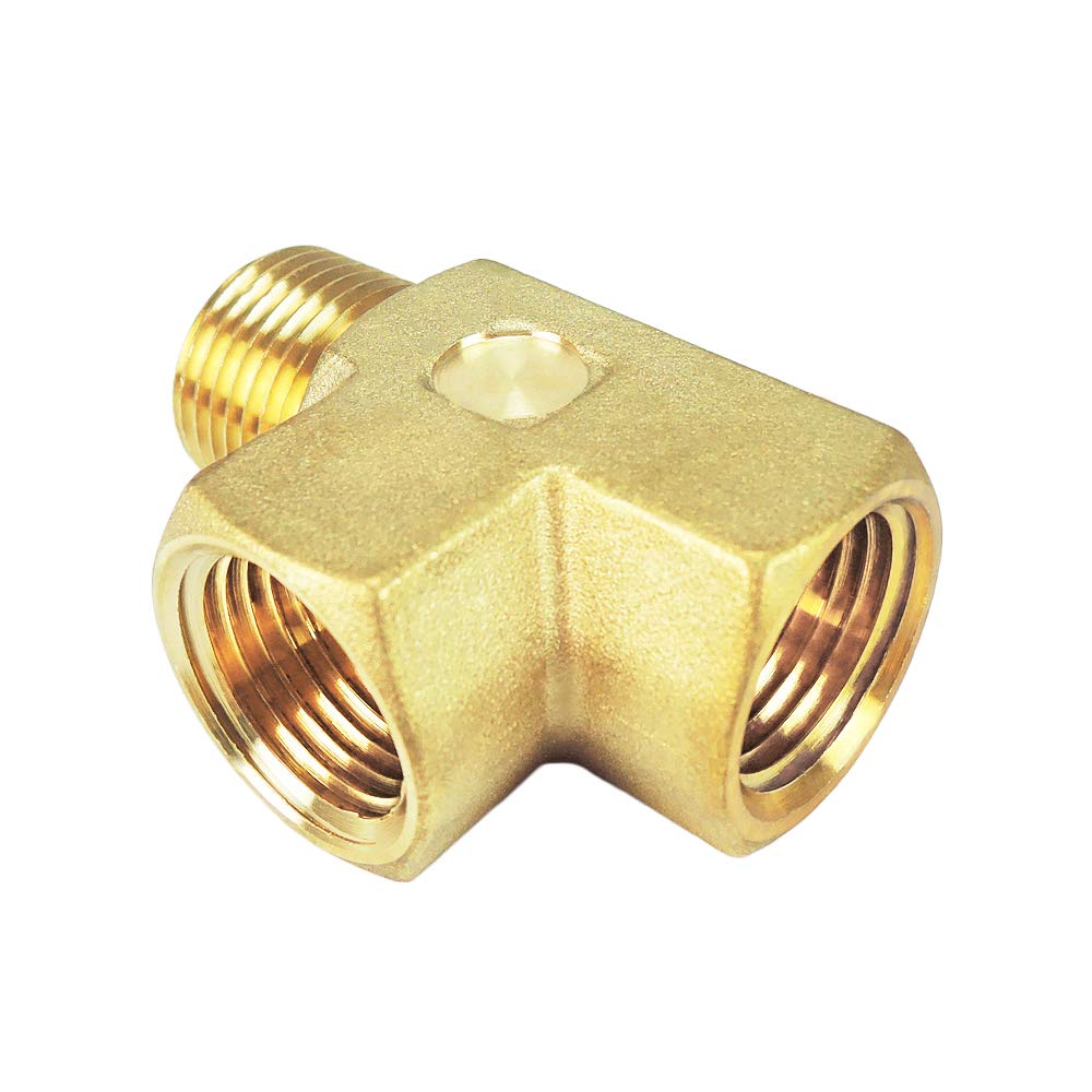 Nigo Mosiężne złącze do rur, trójdrożne, NPT żeńskie X NPT żeńskie X NPT męskie (1, 1/2" x 1/2" x 1/2")