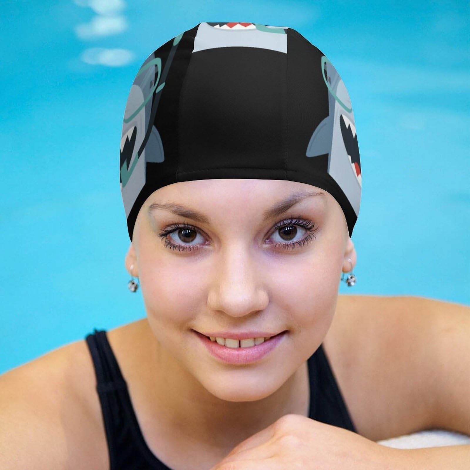Badekappe Mit Lustigem Muster – Polyester/Spandex, 25x20 Cm, Für Erwachsene & Jugendliche