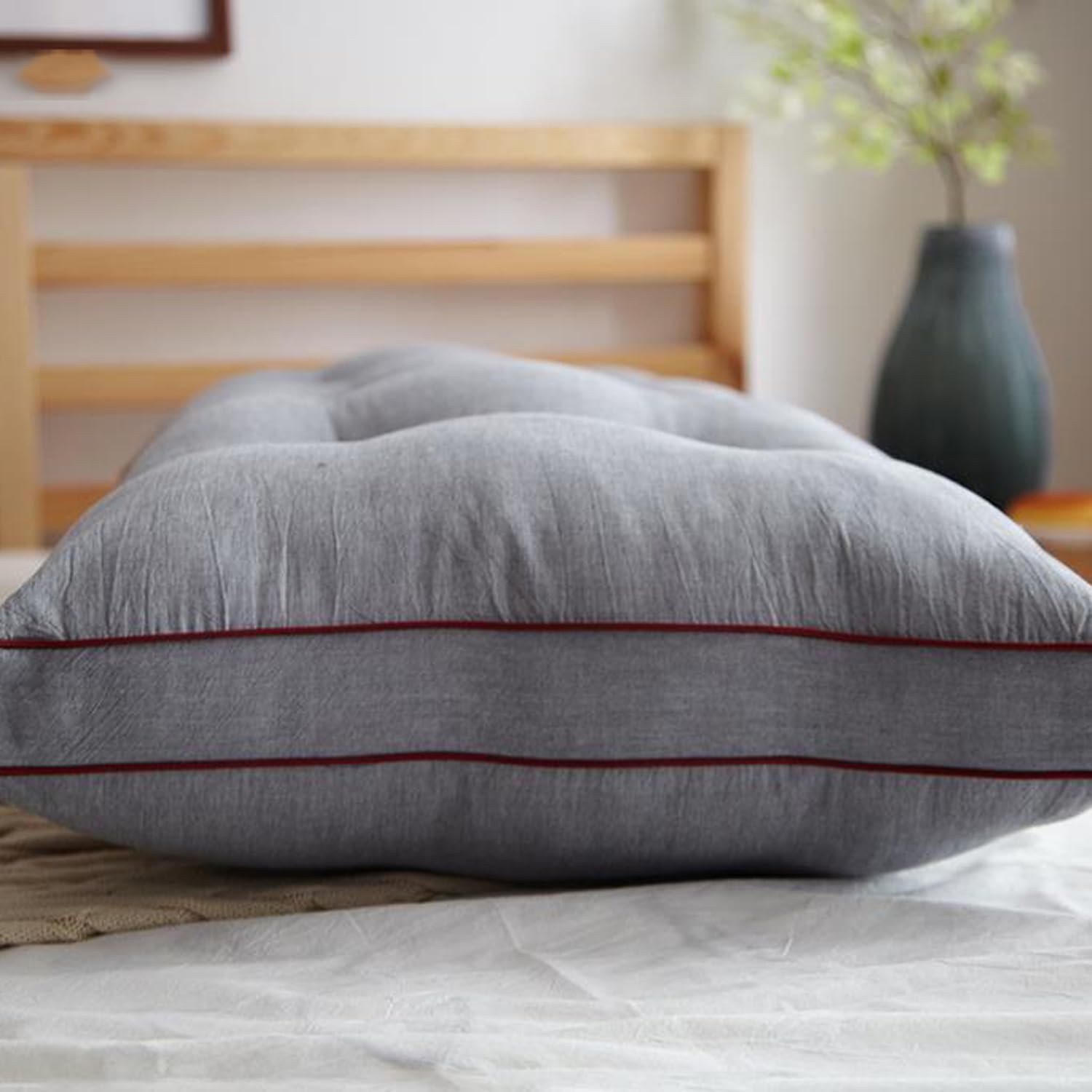 Almohada de respaldo suave para cama y sofá, almohada de apoyo para posición, almohada de cabecero, múltiples (148 x 48 x 15 cm, gris) - Comodidad y estilo