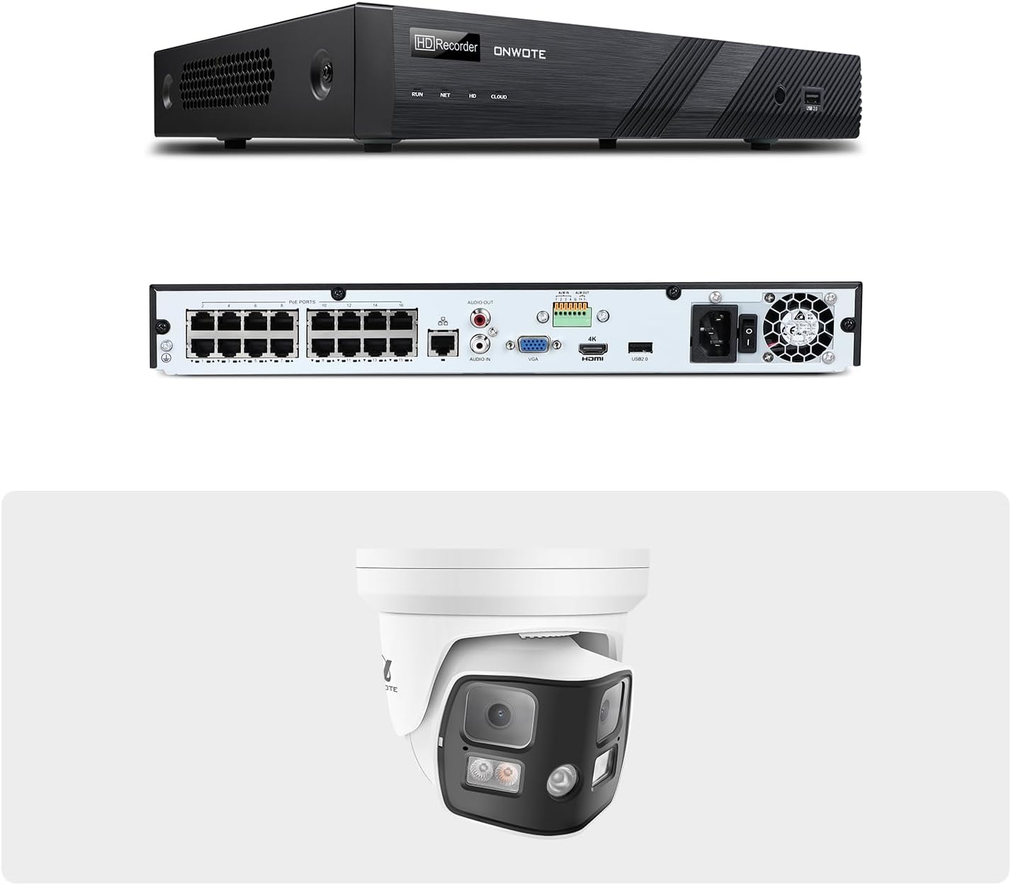 ONWOTE 12MP 16 Channel NVR with (1) 8MP PoE IP Security Cameras