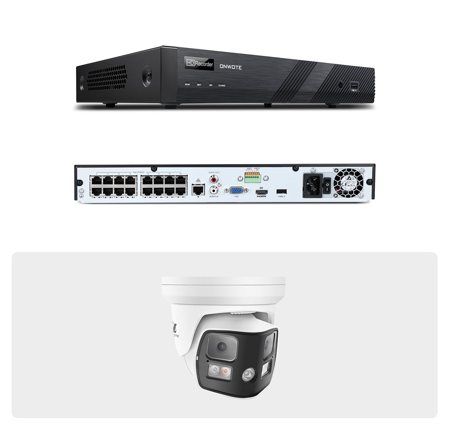 ONWOTE 12MP 16 Channel NVR with (1) 8MP PoE IP Security Cameras
