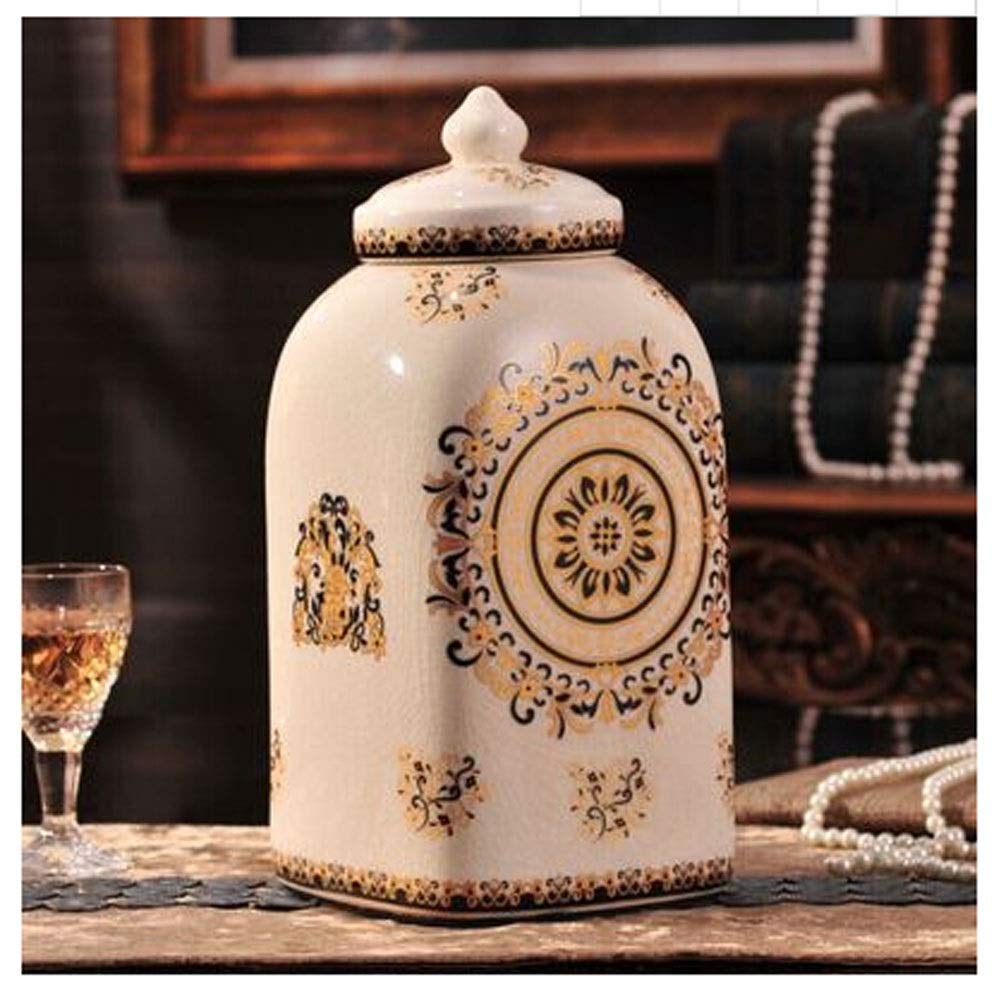 ZHAOZHAO Funeral Urna per Adult&Pet Asheshuman Medium e Large Memorial Urnshandmade Ceramicsroses e Golden Flower Bordo Keepsake/Yellow/Largr