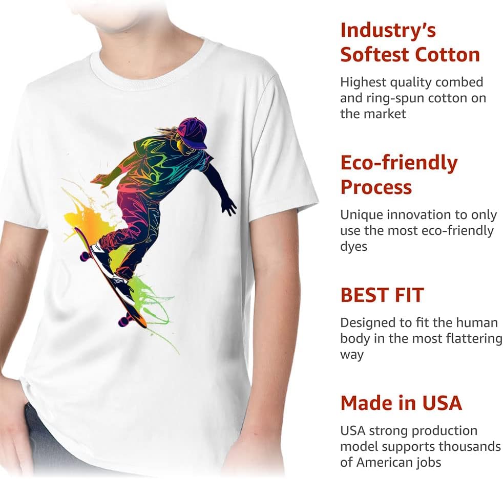 Skate Print Kids' Classic Fit T-Shirt - Graphic Art T-Shirt - Themed Classic Fit Tee