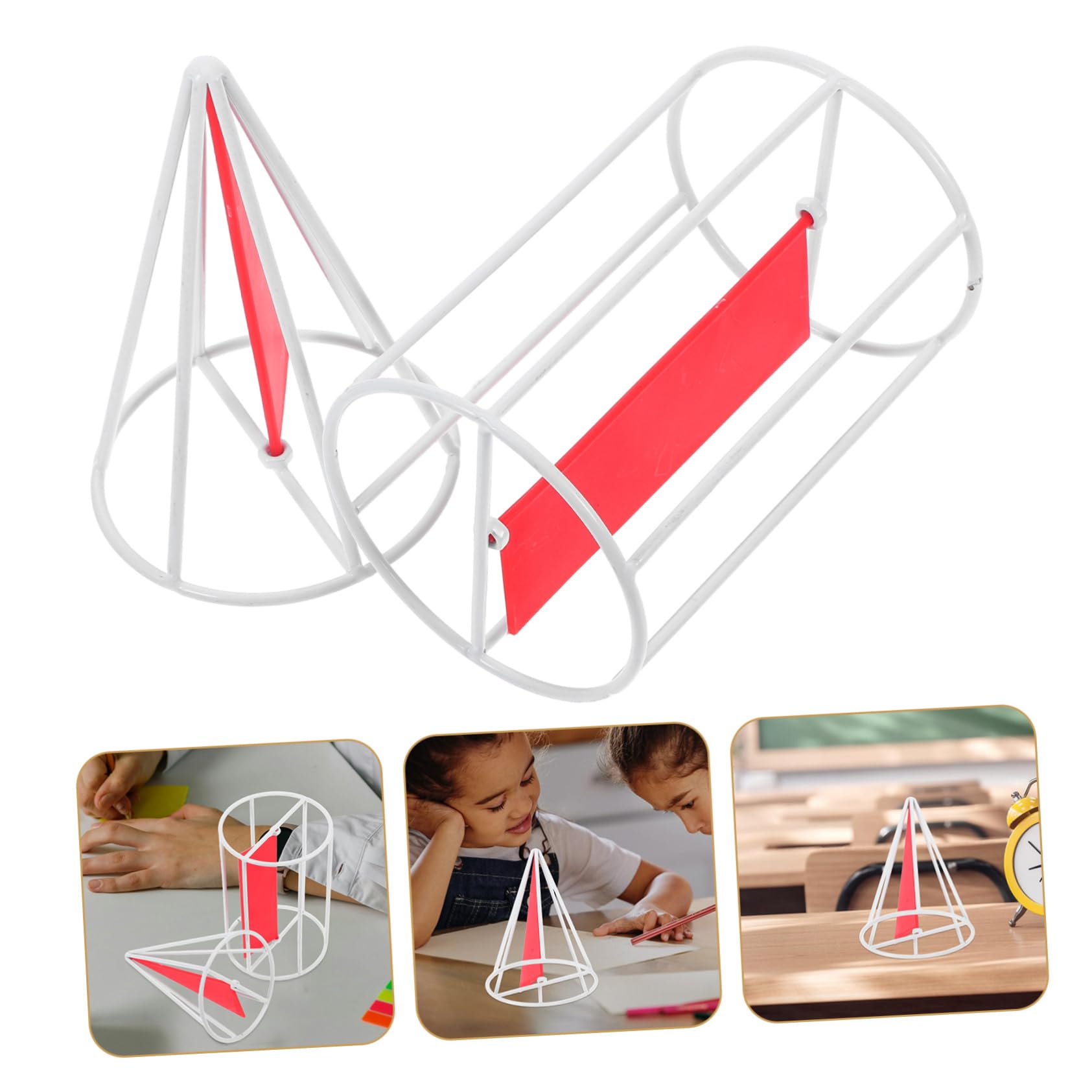 Set Dimostrativo di Solidi Geometrici in Ferro Rotante Cilindro e Cono per Scuola Elementare