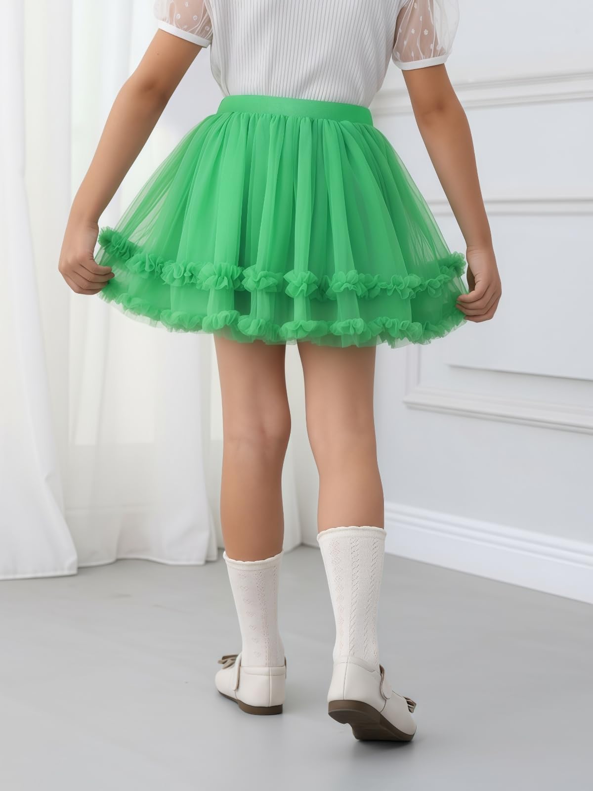 Falda de Tutú para Niñas, 2 Capas Tul con Forro, Princesa Fiesta Ballet Danza 1-10 Años