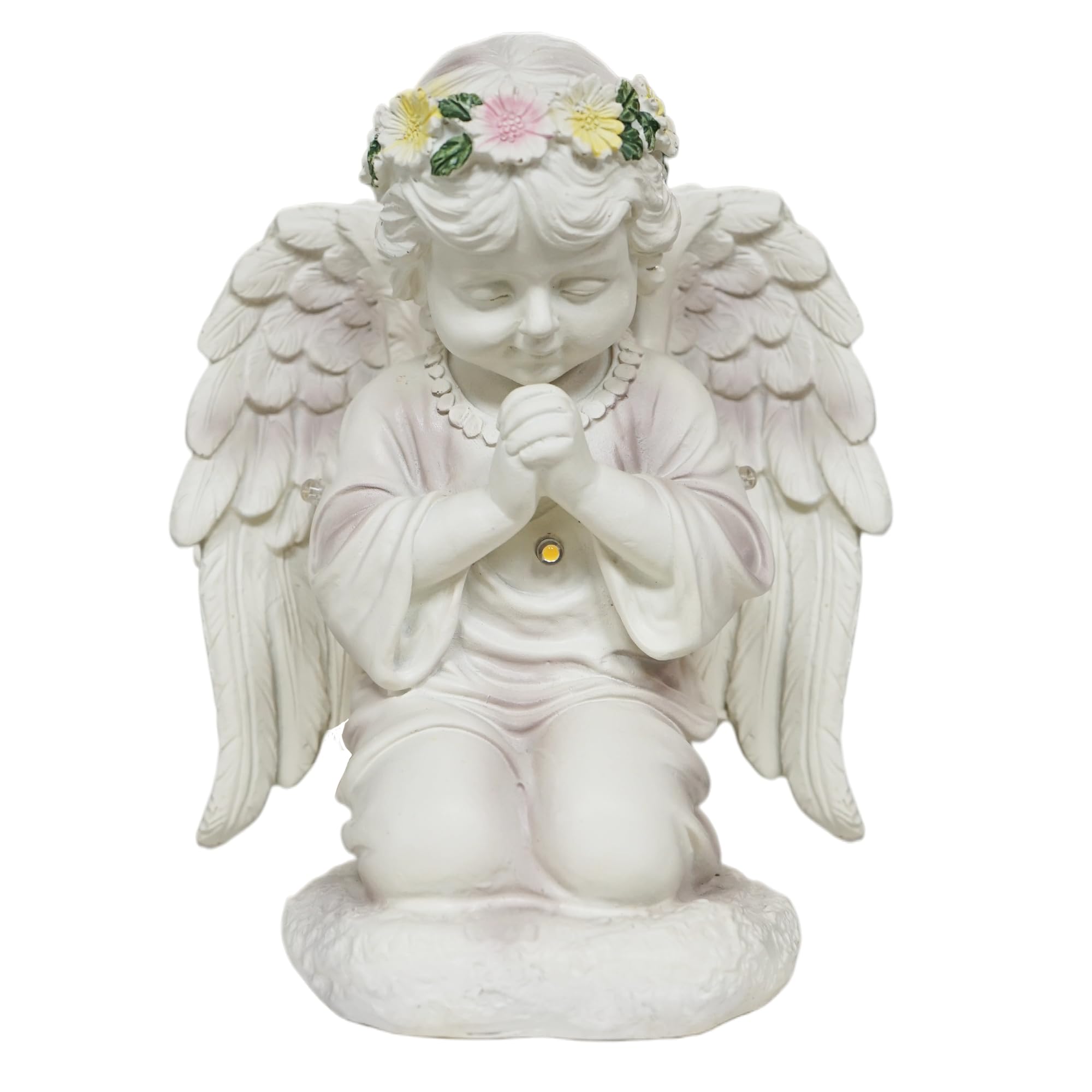 Solar Engel Figur für Grab Wetterfest Außendekoration - Gebetsvolle LED-Schutzengel-Statue mit Solarbetriebenem LED-Licht, Feenengel-Skulptur, Geeignet für Gärten, Rasenflächen, Innenhöfe, Terrassen