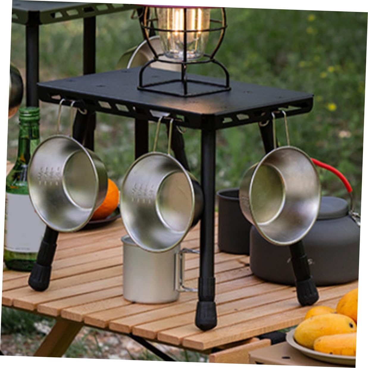 Table de Camping Pliante Compacte en Fer, Petite Table D’appoint Noire | Pliable et Facile à Transporter, Usage Randonnée et Fête Extérieure, Format Mini